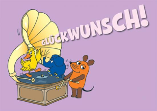 Postkarte Glckwunsch! Grammophon - Die Maus