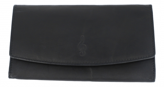 schwarze Leder-Geldbrse im Breitformat mit eingeprgtem Violinschlssel
