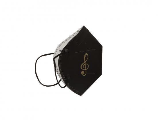 schwarze FFP2-Maske mit  Violinschlssel, gold oder wei - Farbe: gold