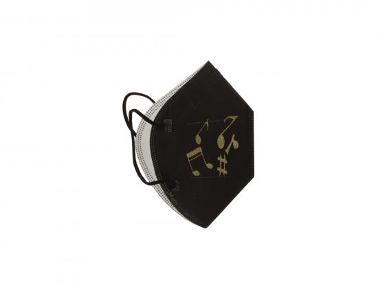 schwarze FFP2-Maske mit Noten-Mix-Druck, gold oder wei - Farbe: gold