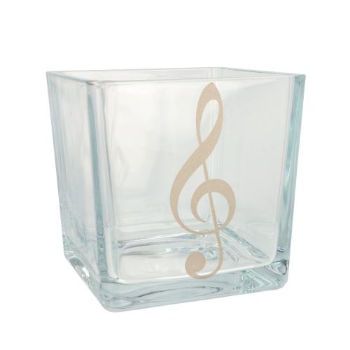 musikalische Glas-Vase mit goldenem Violinschlssel