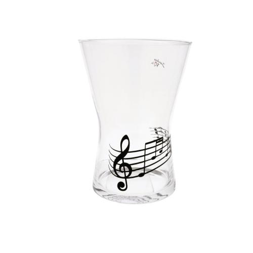 musikalische Glas-Vase mit schwarzem Violinschlssel und Notenlinie