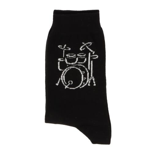 Socken mit eingewebtem weiem Schlagzeug, Musik-Socken - Gre: 39/42