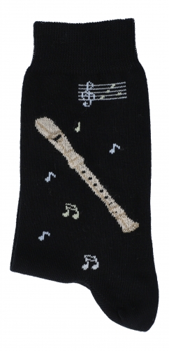 Socken mit eingewebter Blockflte und Noten, Musik-Socken