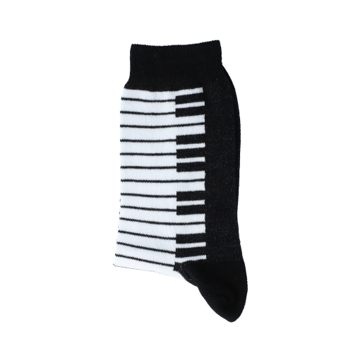 Keyboard-Socken, schwarz mit eingewebter Tastatur, Musik-Socken - Gre: 39/42