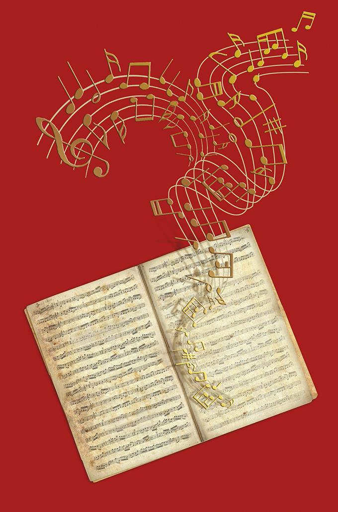 DK Buch mit goldenen Notenlinien DK Buch mit goldenen Notenlinien