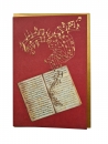 Doppelkarte Noten-Buch mit goldenen Notenlinien
