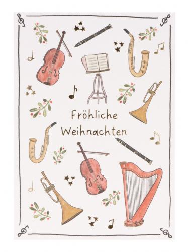 Postkarte Frhliche Weihnachten (Instrumente)