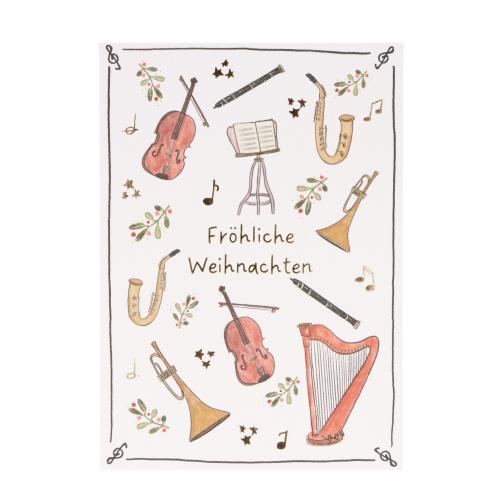 Postkarte Fr�hliche Weihnachten (Instrumente)