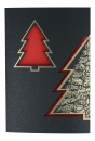 Doppelkarte Weihnachtsbaum mit Notenlinien, rot-gold Doppelkarte Weihnachtsbaum mit Notenlinien, rot-gold