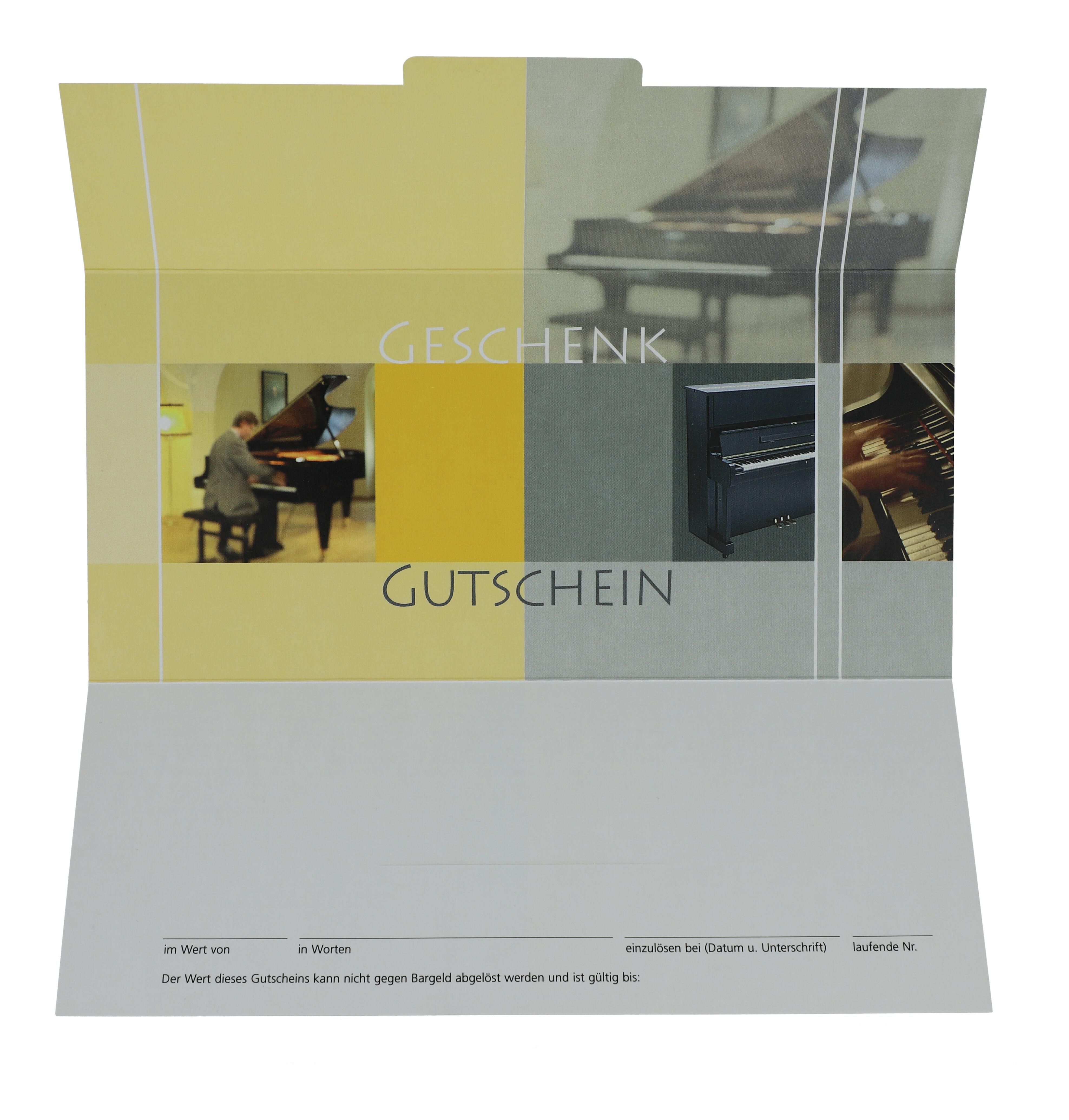 Gutschkeinkarte im Wickelfalz, 4- farbig bedruckt Gutschkeinkarte im Wickelfalz, 4- farbig bedruckt