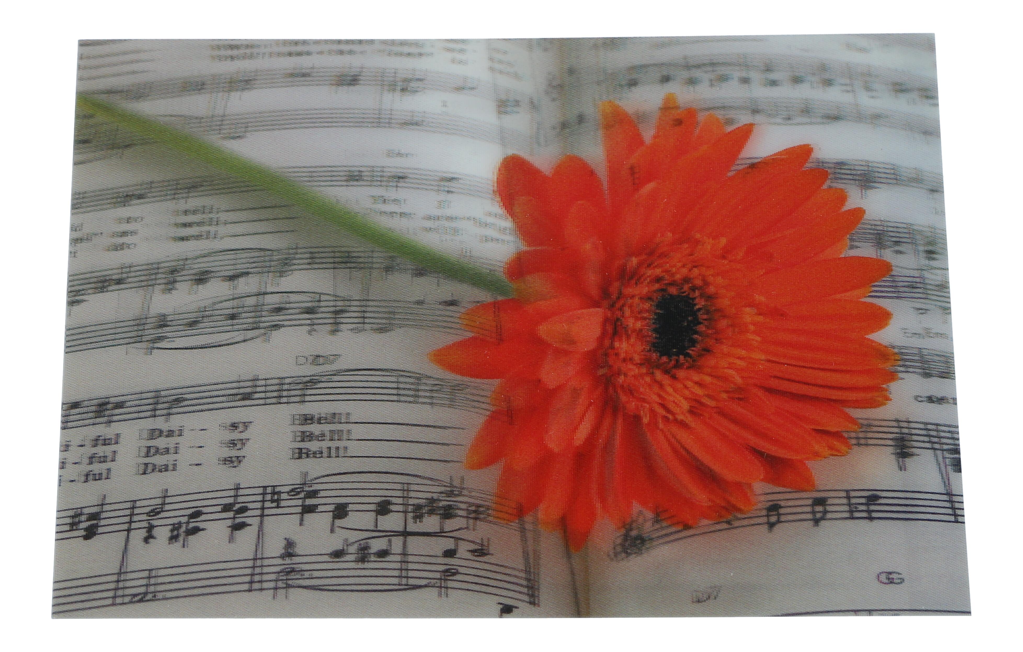 Postkarte, 3D Postkarte Gerbera / Noten Postkarte, 3D Postkarte Gerbera / Noten