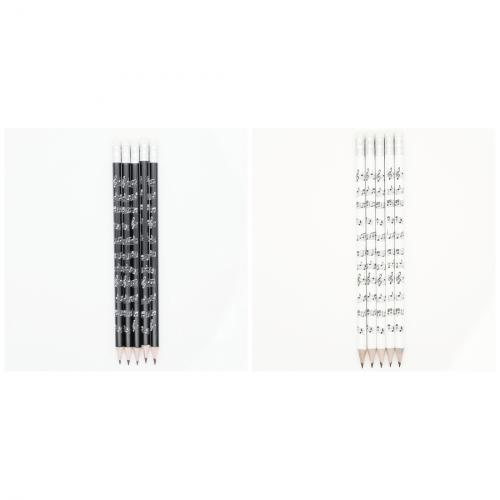 Notenlinien-Bleistifte mit Radiergummi in weiß oder schwarz