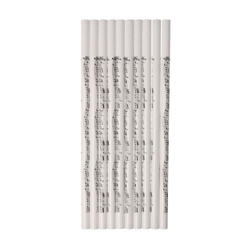 geschwungene Notenlinien-Bleistift in wei� - Ausf�hrung: 10er-Packung