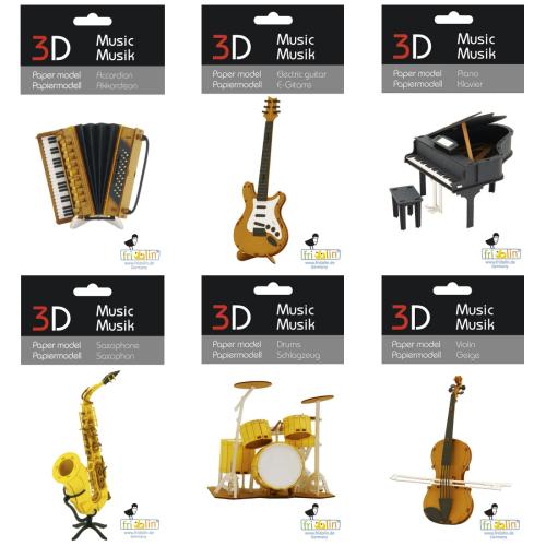 3D-Papiermodell, verschiedene Instrumente zum selbst zusammenbauen