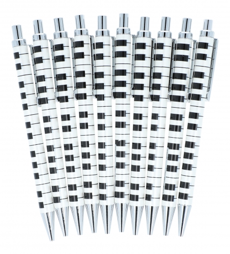Musik-Motiv-Kugelschreiber aus Metall, Tastatur, Notenlinie oder Noten-Mix - Design: Keyboard 