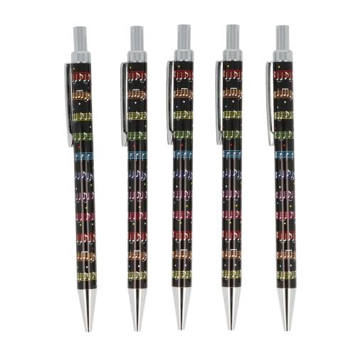 Musik-Motiv-Kugelschreiber aus Metall, Tastatur, Notenlinie oder Noten-Mix - Motiv: Noten bunt