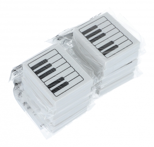 10er-Packung Radiergummi, 5 verschiedene Musik-Motive - Design: Keyboard