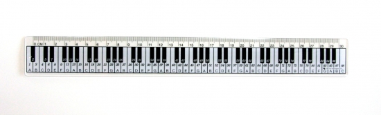Lineale mit Notenlinien- oder Tastatur-Aufdruck, 30 cm Länge - Instrumente / Design: Tastatur - Farbe: klar
