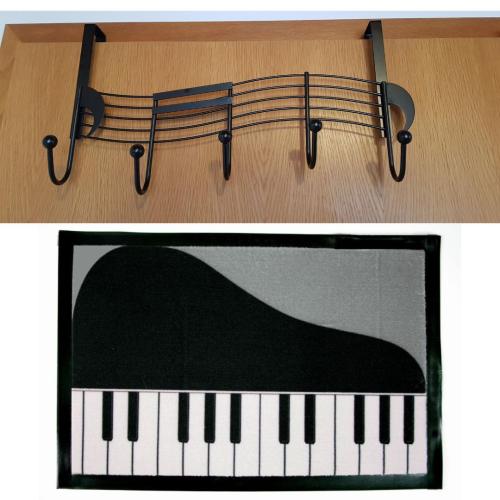 Garderobenset - T�rgarderobe Noten und Fu�matte Piano