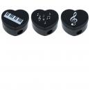 Herzform-Bleistiftspitzer mit Notenzeichen-Aufdruck, Violinschlüssel, Noten-Mix, Keyboard