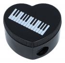 Herzform-Bleistiftspitzer mit Notenzeichen-Aufdruck, Violinschlüssel, Noten-Mix, Keyboard - Instrumente / Design: Keyboard