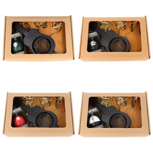 Geschenkset mit musikalischem PiepEi, Ukulele-Eierschneider und Mini-Brettchen in Faltschachtel