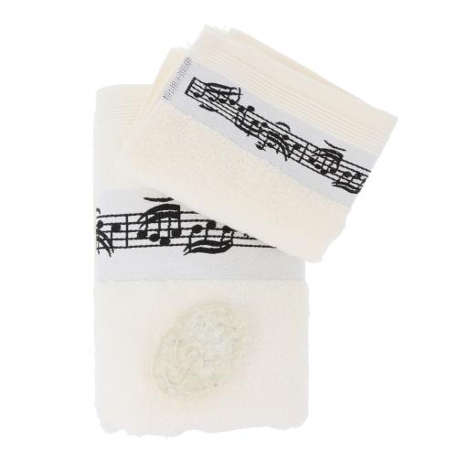 Geschenkset cremefarbene Handt�cher, Handtuch, G�stetuch und Seife