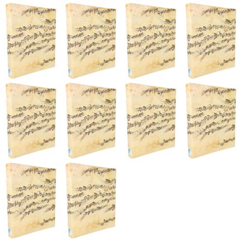 10 x schmaler Ringbuchordner mit schwarzen Notenlinien