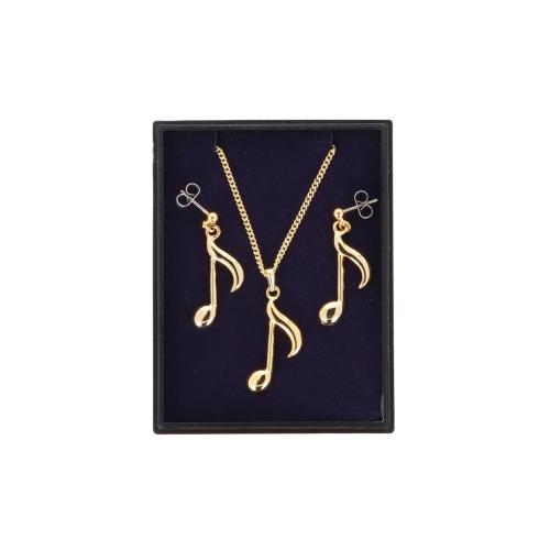 Achtelnote Ohrh�nger und Anh�nger mit Kette in Displaybox, vergoldet