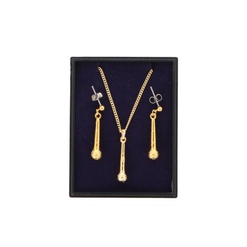 Mikrofon Ohrh�nger und Anh�nger mit Kette in Displaybox, vergoldet
