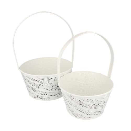 2 x Metall-Henkelk�rbchen mit gepr�gten Noten- 2 Gr��en