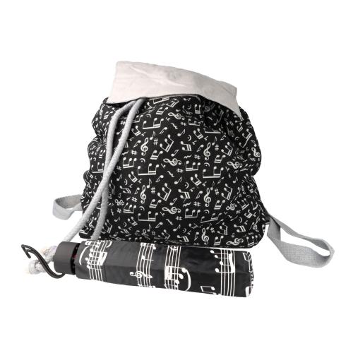 Rucksack Noten-Mix und Mini-Taschenschirm mit Noten und Notenzeilen