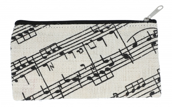 Stiftemäppchen, natur mit Noten und Notenzeilen, ca. 20 x 10,5 cm