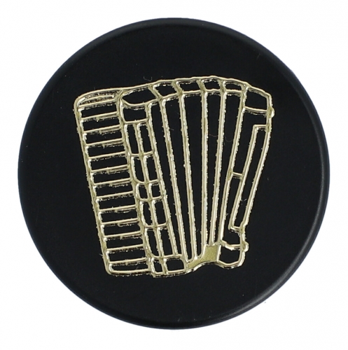 Magnete mit Instrumenten und Musik-Motiven, schwarz/gold - Instrumente / Design: Akkordeon
