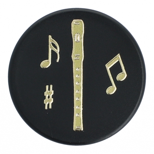 Magnete mit Instrumenten und Musik-Motiven, schwarz/gold - Instrumente / Design: Blockflte