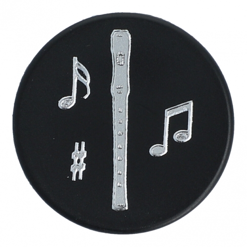 Magnete mit Instrumenten und Musik-Motiven, schwarz/silber - Instrumente / Design: Blockflte