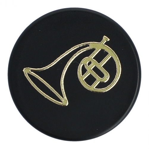 Magnete mit Instrumenten und Musik-Motiven, schwarz/gold - Instrumente / Design: Horn