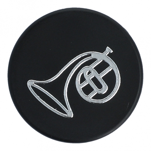 Magnete mit Instrumenten und Musik-Motiven, schwarz/silber - Instrumente / Design: Horn