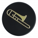 Magnete mit Instrumenten und Musik-Motiven, schwarz/gold - Instrumente / Design: Posaune