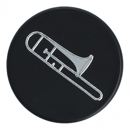 Magnete mit Instrumenten und Musik-Motiven, schwarz/silber - Instrumente / Design: Posaune