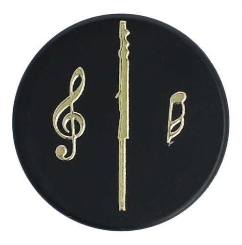 Magnete mit Instrumenten und Musik-Motiven, schwarz/gold - Instrumente / Design: Querflte