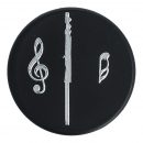 Magnete mit Instrumenten und Musik-Motiven, schwarz/silber - Instrumente / Design: Querflöte