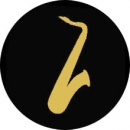 Magnete mit Instrumenten und Musik-Motiven, schwarz/gold - Instrumente / Design: Saxophon