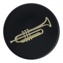 Magnete mit Instrumenten und Musik-Motiven, schwarz/gold - Instrumente / Design: Trompete