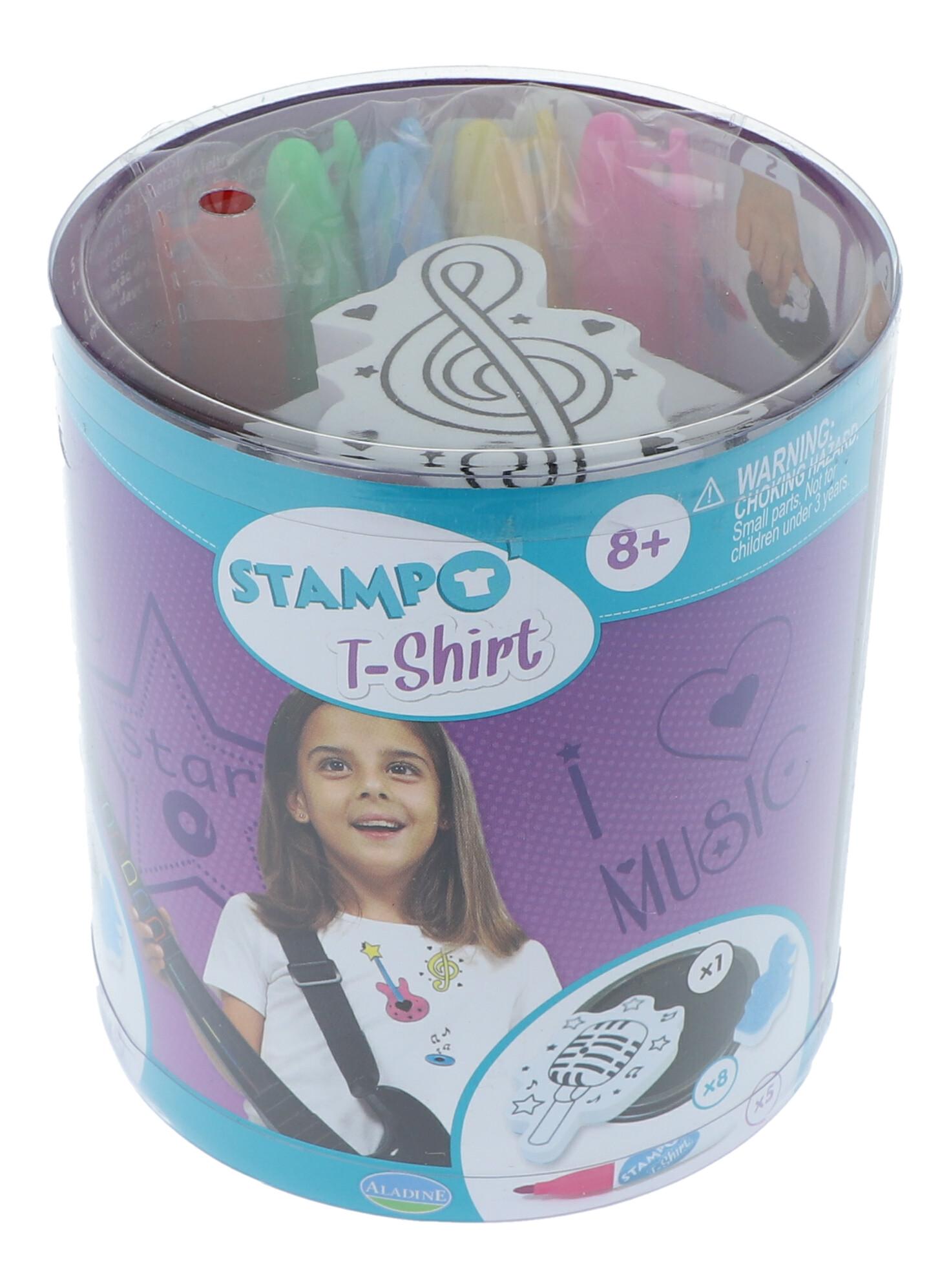 Box mit Stempeln, einem Stempelkissen und 5 Textilfilzstiften Box mit Stempeln, einem Stempelkissen und 5 Textilfilzstiften