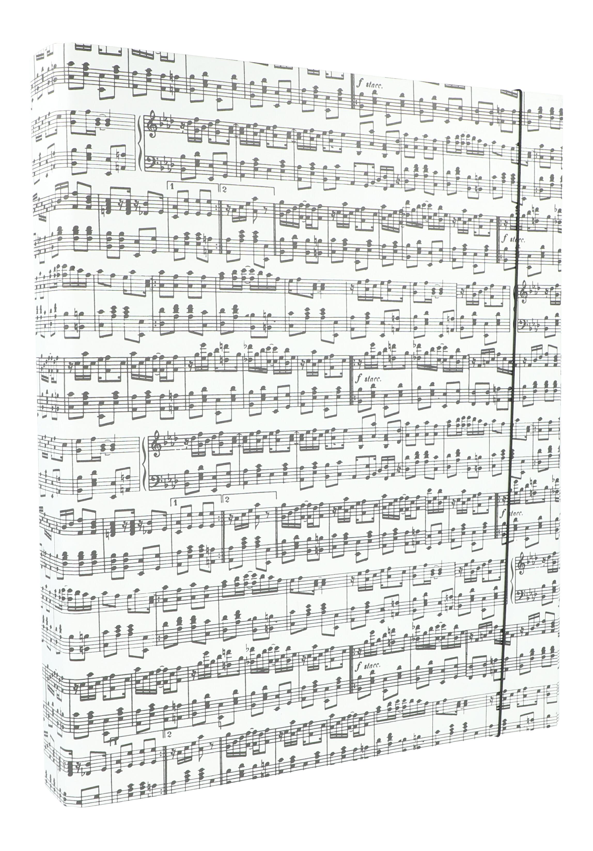 hochwertiger, schmaler Ringbuchordner mit schwarzen Notenzeilen hochwertiger, schmaler Ringbuchordner mit schwarzen Notenzeilen