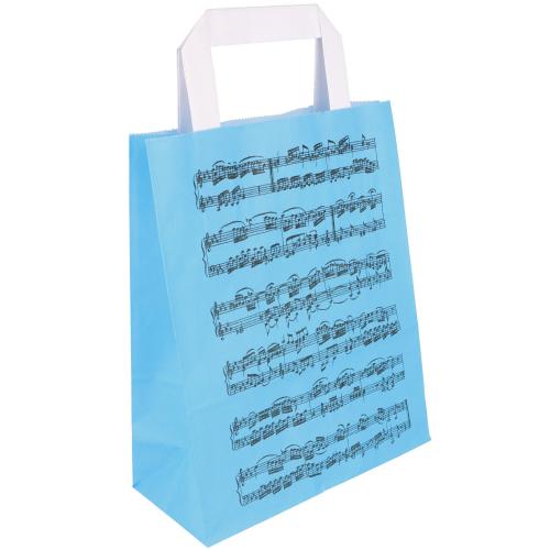 Farbige Papiertragetaschen mit Notenlinien, 25 St�ck - Farbe: blau