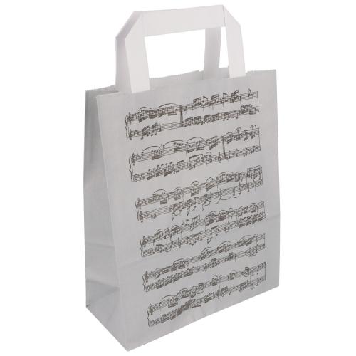 Farbige Papiertragetaschen mit Notenlinien, 25 Stck - Farbe: grau