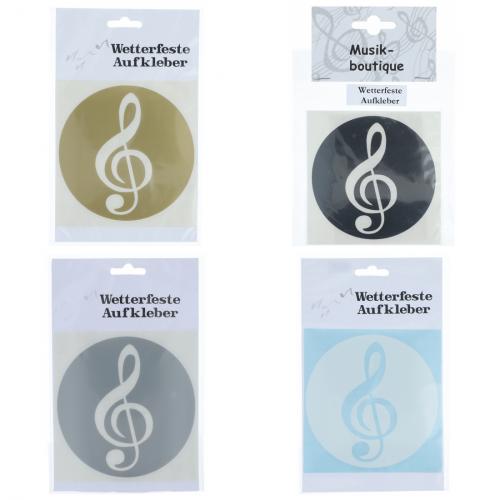 runder Violinschlssel-Sticker in schwarz, silber, gold oder wei